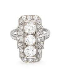 An Art Deco Platinum and Diamond Ring, 4.40 dwts.