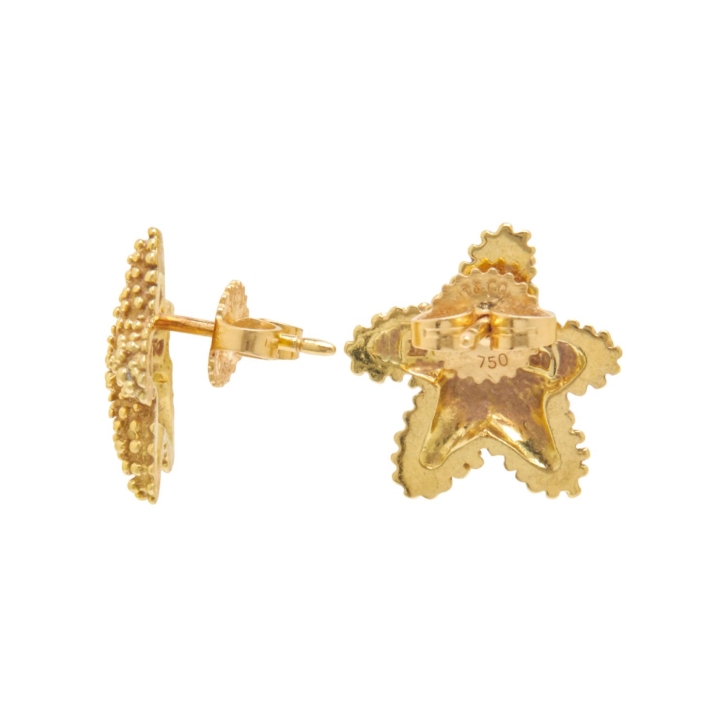 TIFFANY & CO., YELLOW GOLD STARFISH EARRINGS