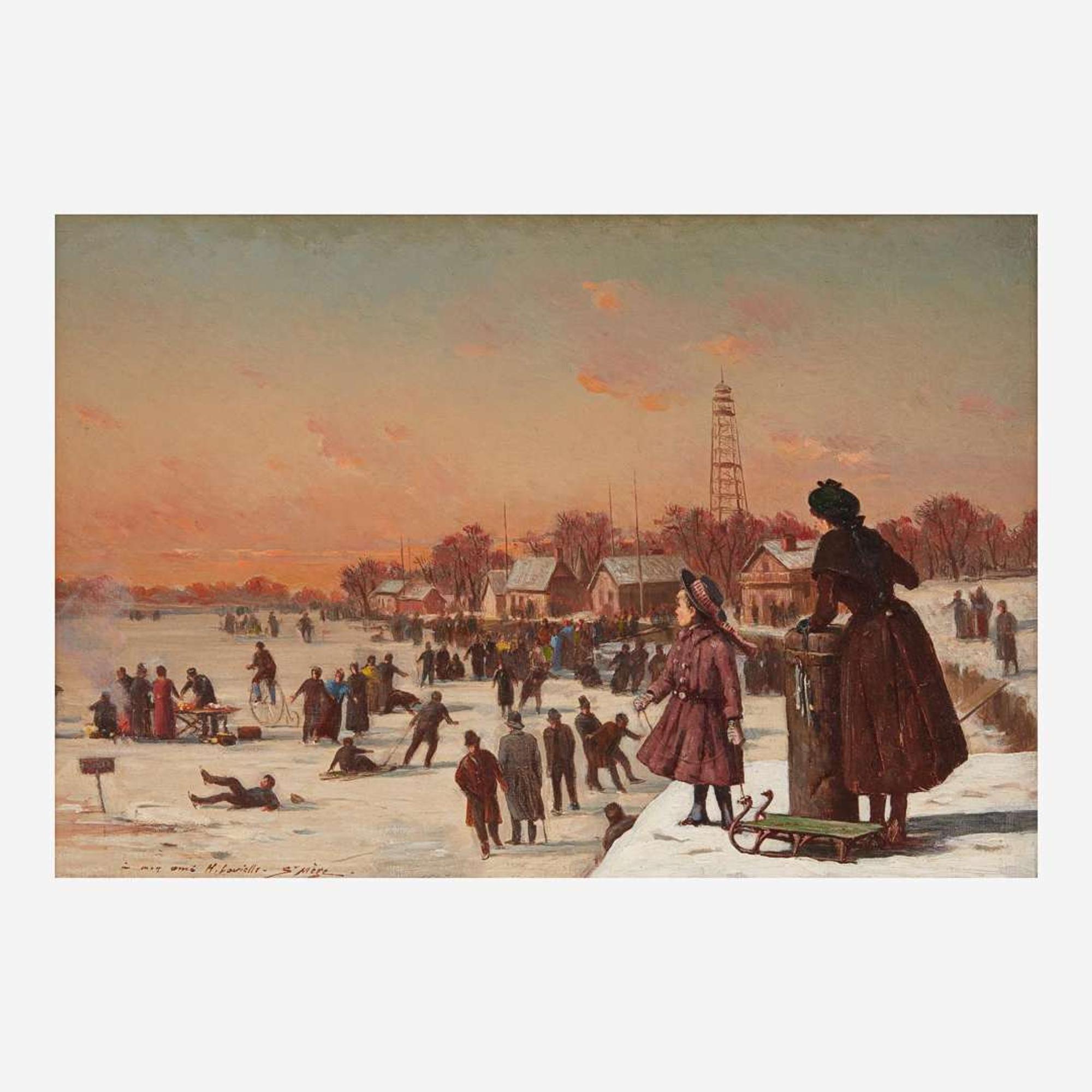 Salvador Mège (French, 1854-N/A) Skating on the Schuylkill River