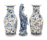 Three Chinese Export Blue and White Porcelain Articles