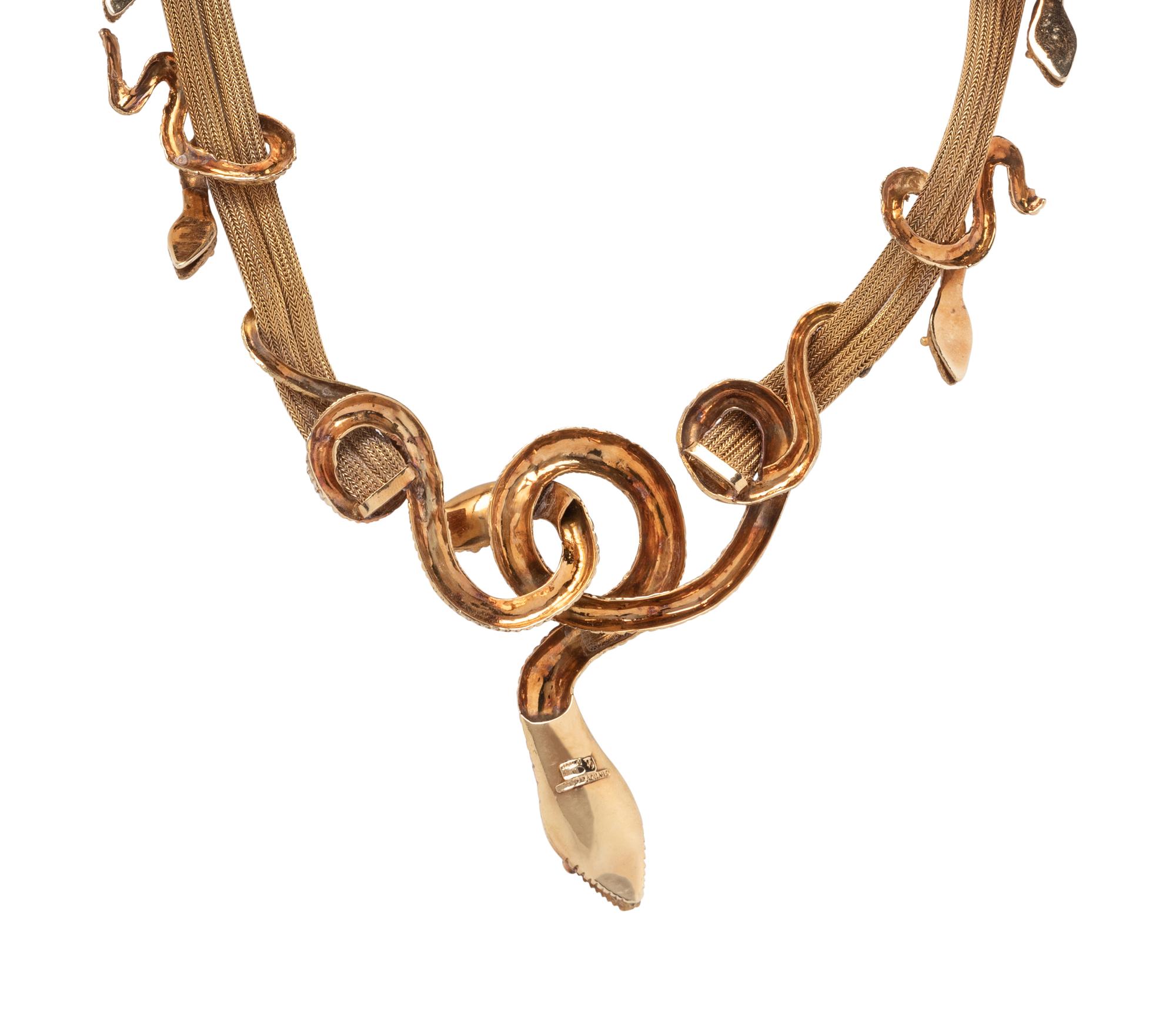 ILIAS LALAOUNIS, YELLOW GOLD AND RUBY SERPENT NECKLACE
