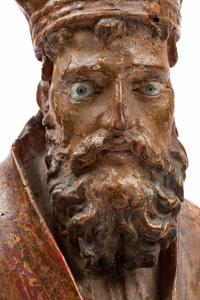 A Continental Painted and Parcel Gilt Bust of a Saint