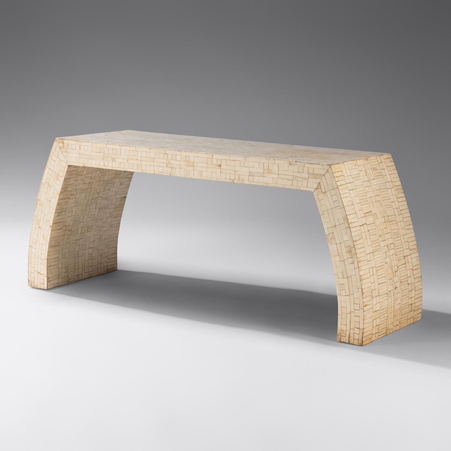 Bone Tile Veneered Console Table