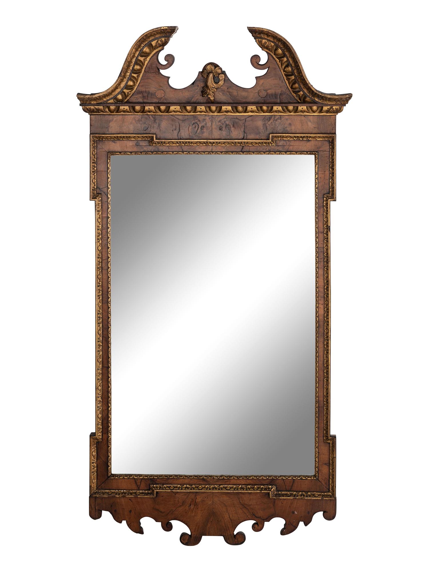 A George II Style Parcel Gilt Walnut Mirror