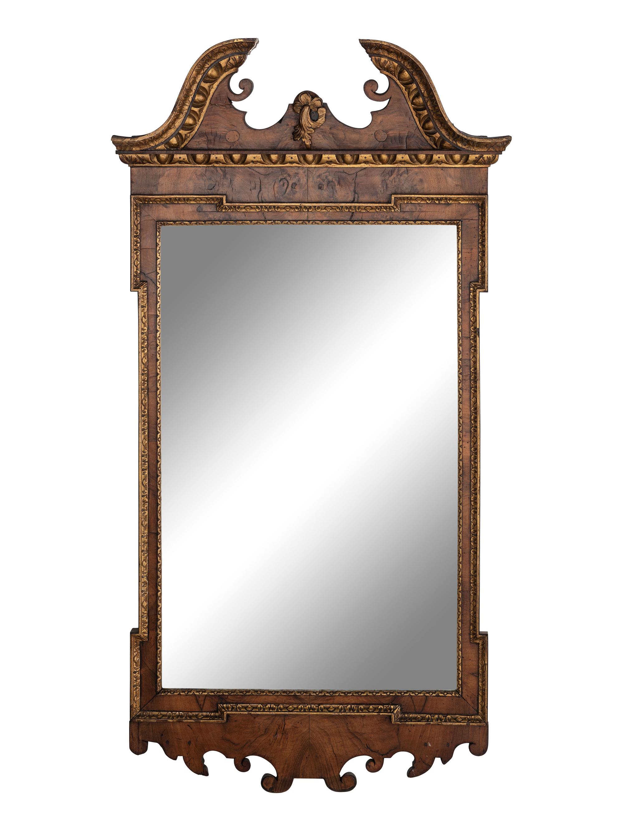 A George II Style Parcel Gilt Walnut Mirror