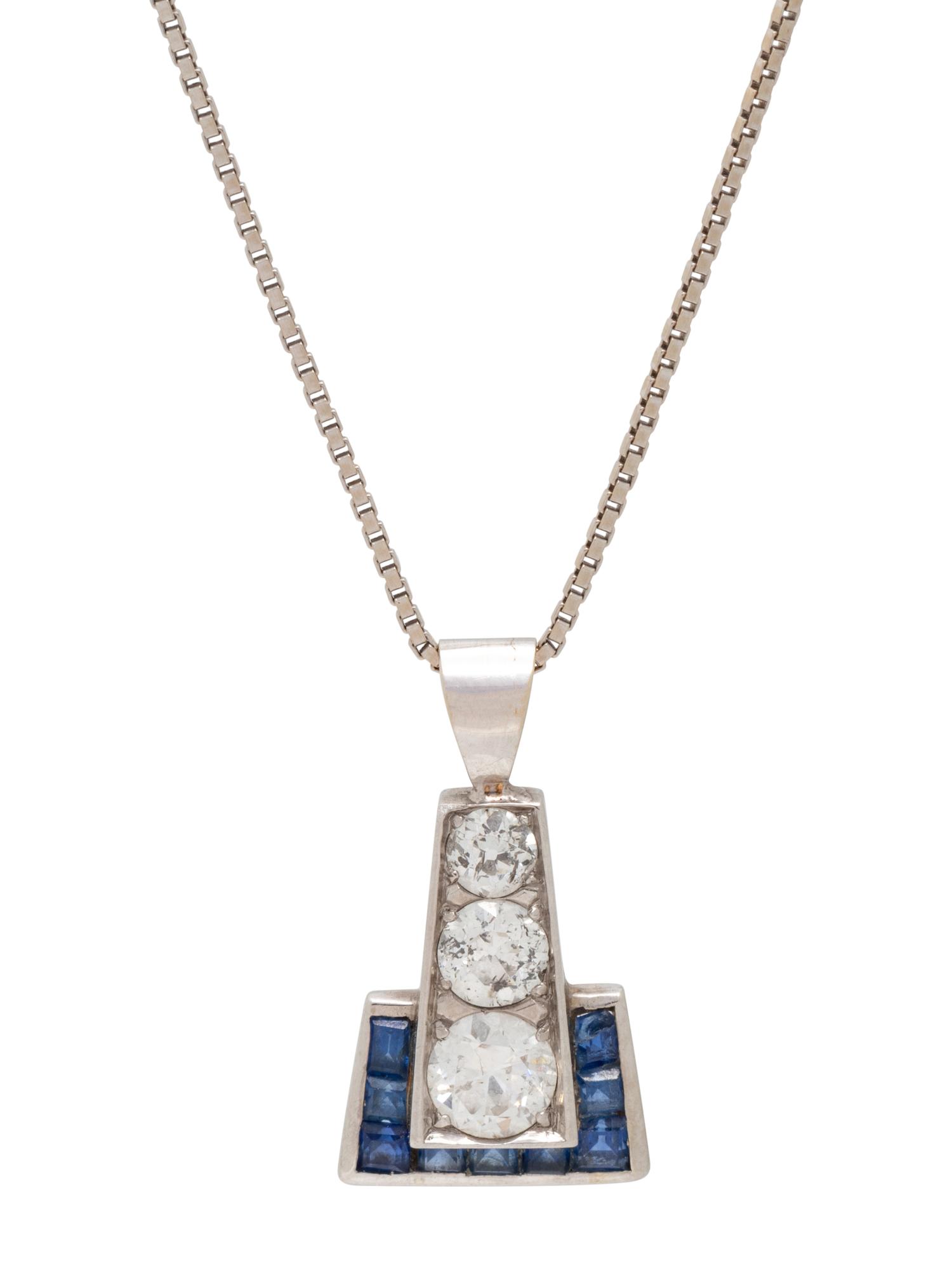 DIAMOND AND SAPPHIRE PENDANT/NECKLACE