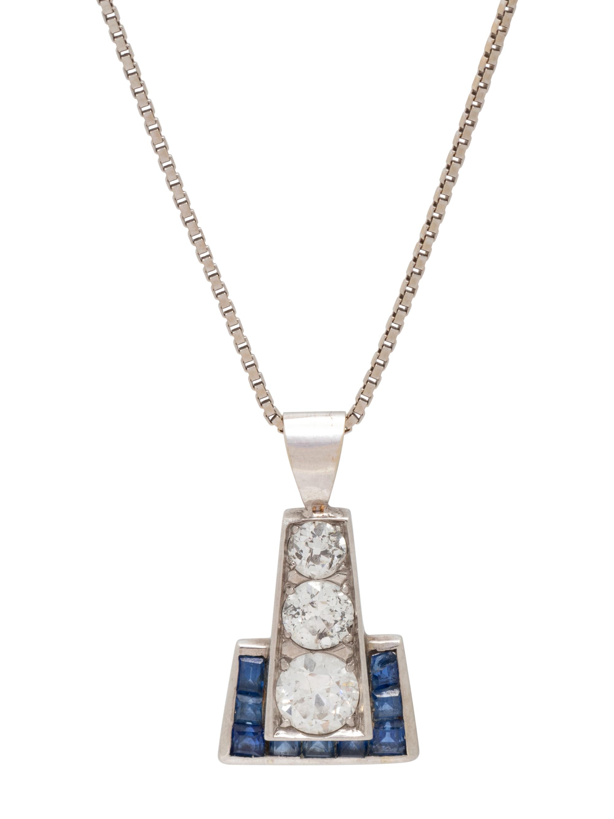DIAMOND AND SAPPHIRE PENDANT/NECKLACE