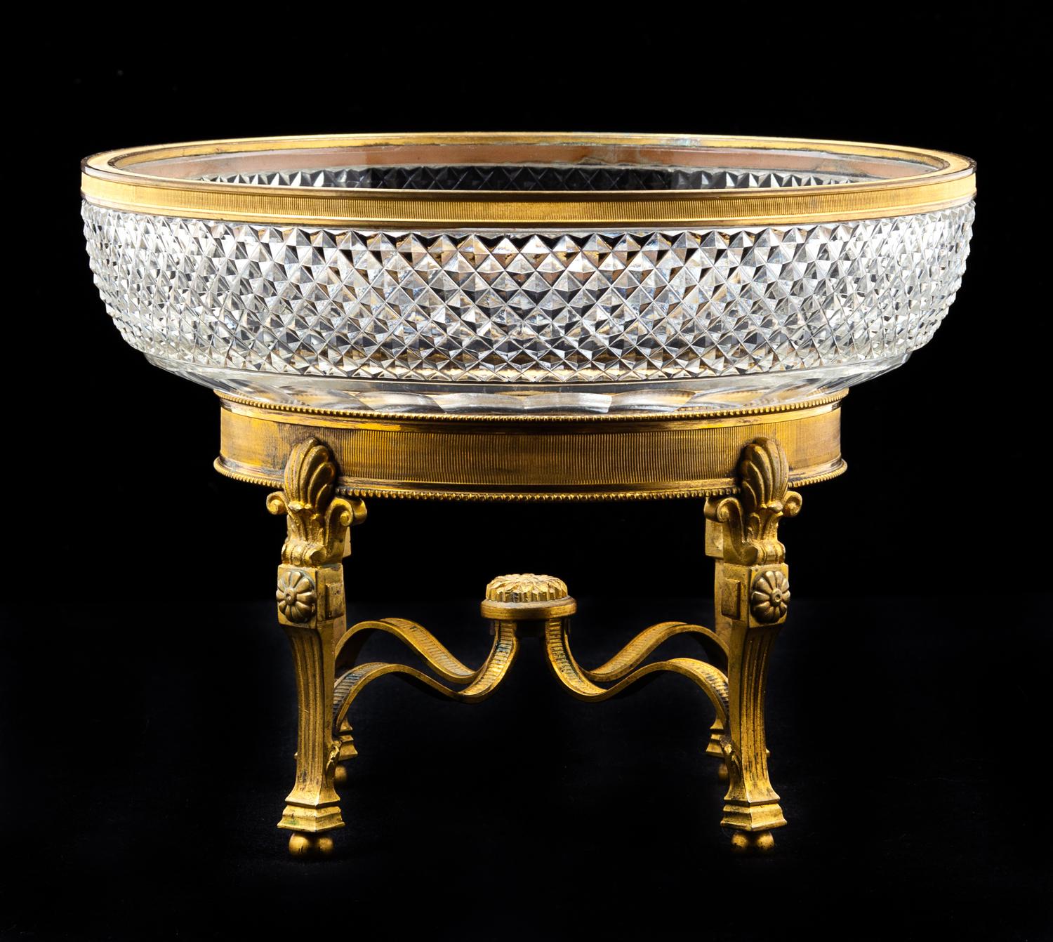 A French Gilt Bronze Mounted Cut Glass Bowl Diameter 8 1/2 inches. — 19TH CENTURY