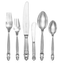 A Danish Silver Flatware Service, Georg Jensen Silversmithy, Copenhagen, Acorn pattern, comprising: 12 dinner knives 12 dinner forks 12
