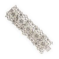 Moonstone, Diamond, and White Gold Bracelet