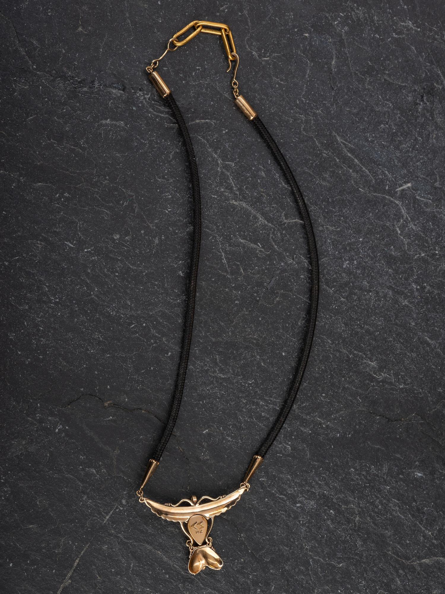 14K Gold and Opal Winged Choker Necklace
