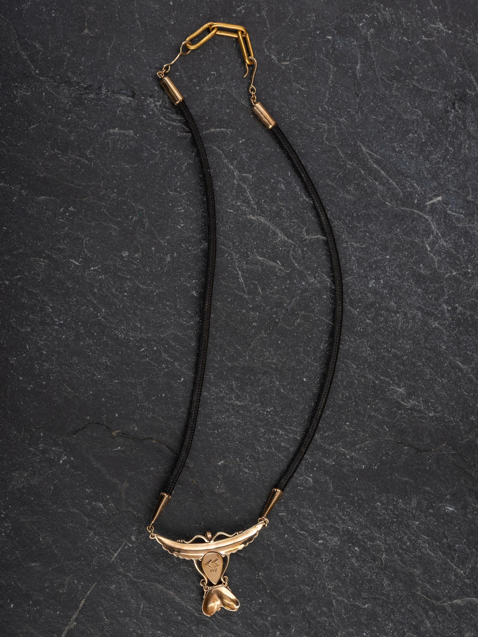 14K Gold and Opal Winged Choker Necklace