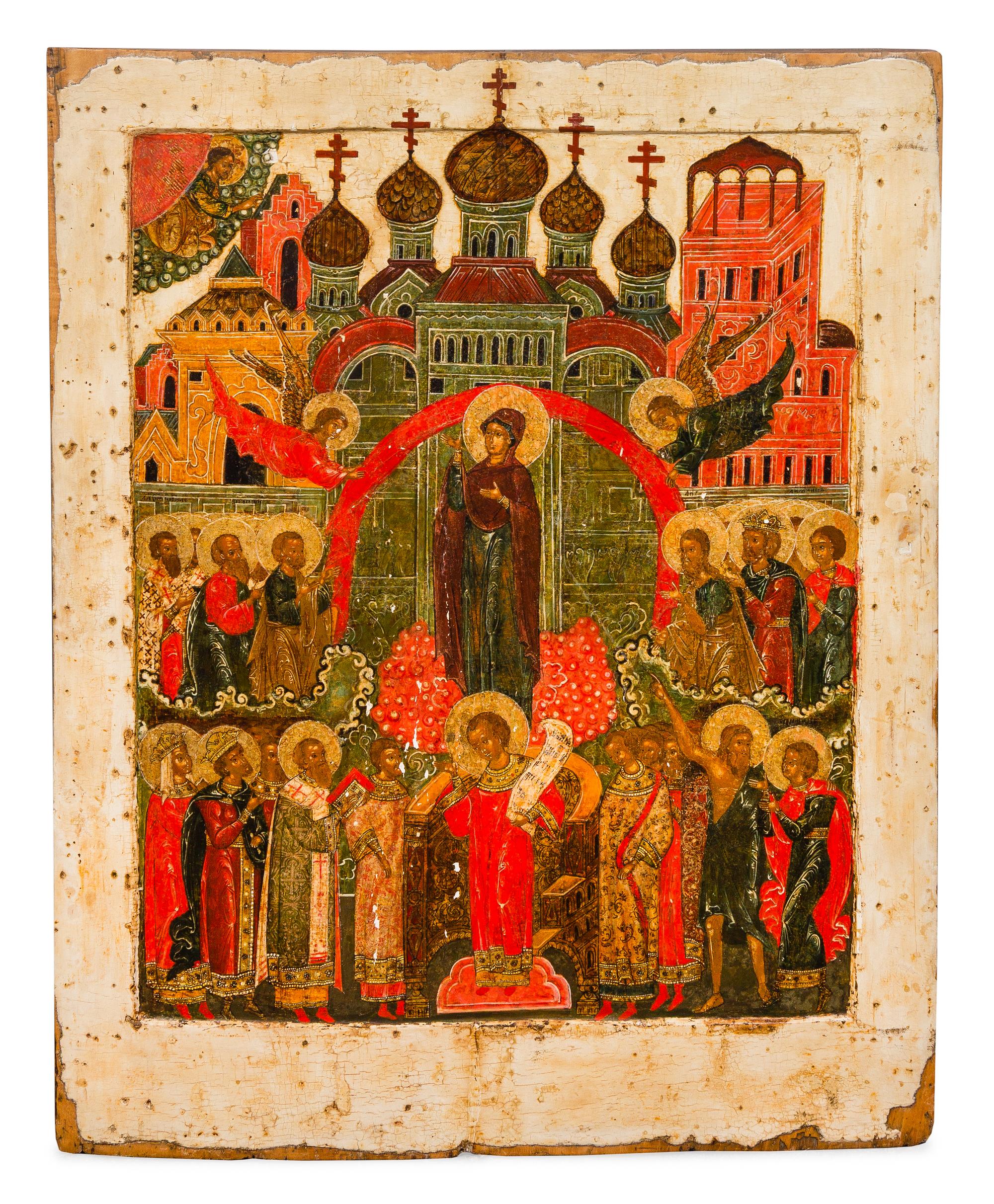 Russian School, (16th Century), The Intercession of the Holy Virgin, Mother of Mercy (The Pokrov)