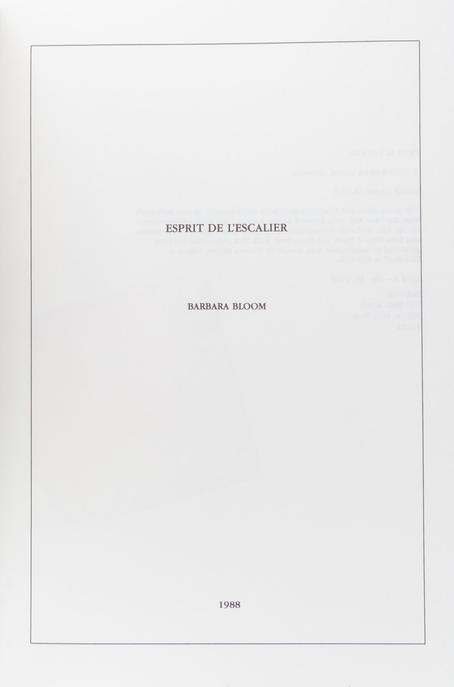 (ART CRITICISM) 9 works, including Barbara Bloom, David Godbold, Stan Brakhage, Vito Acconci and Richard Prince.