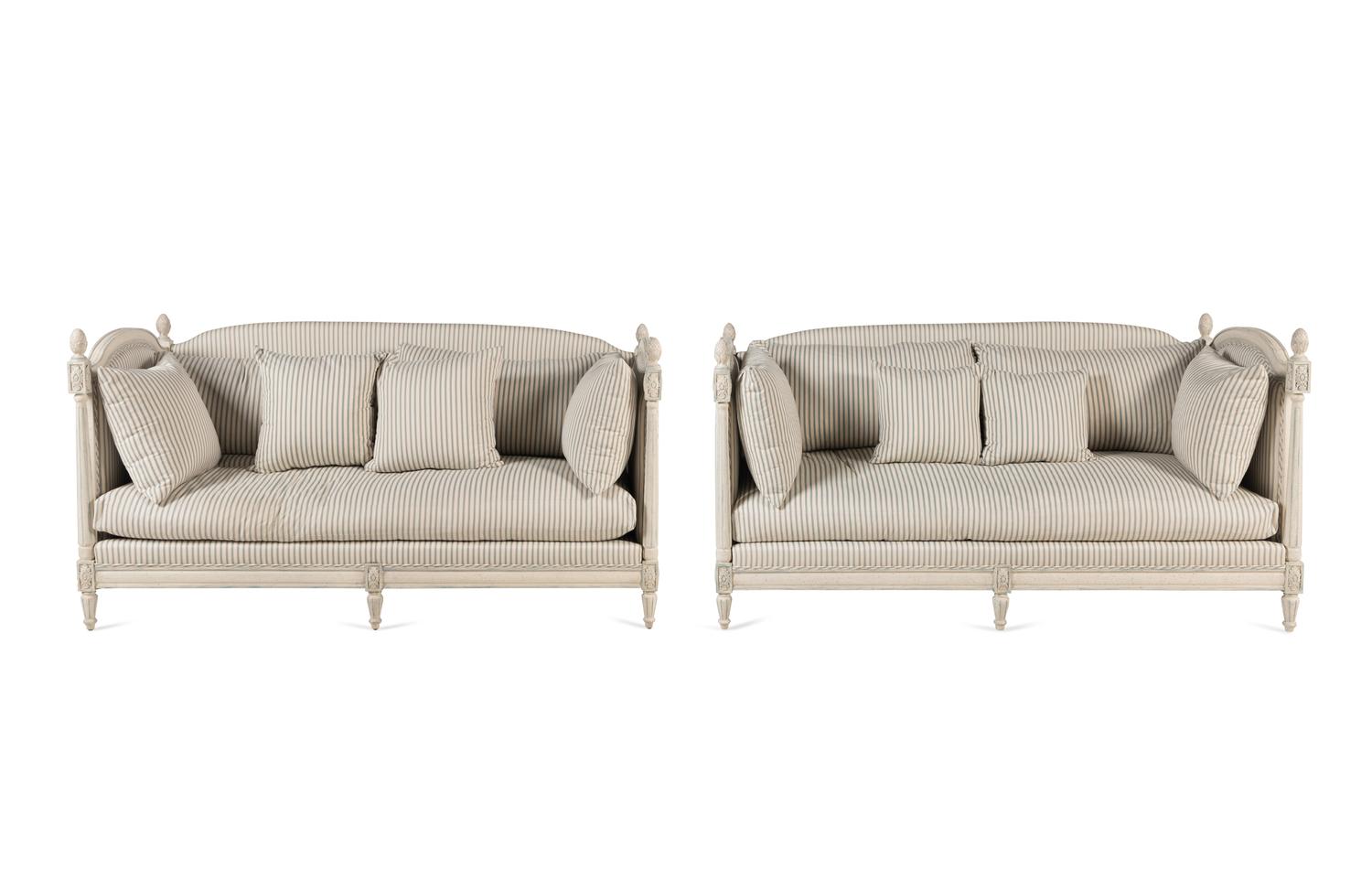A Pair of Louis XVI Style Painted Daybeds