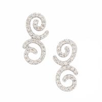 Diamond and White Gold Swirl Earrings