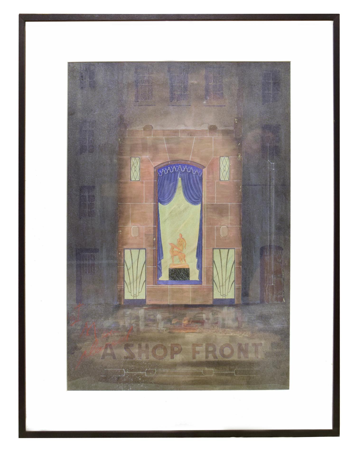 Two Framed Architectural Presentation Renderings from the University of Illinois Architecture Department 26" W x 1.5" D x 34.5" H — United States, 20th Century