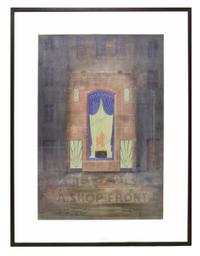 Two Framed Architectural Presentation Renderings from the University of Illinois Architecture Department 26" W x 1.5" D x 34.5" H — United States, 20th Century