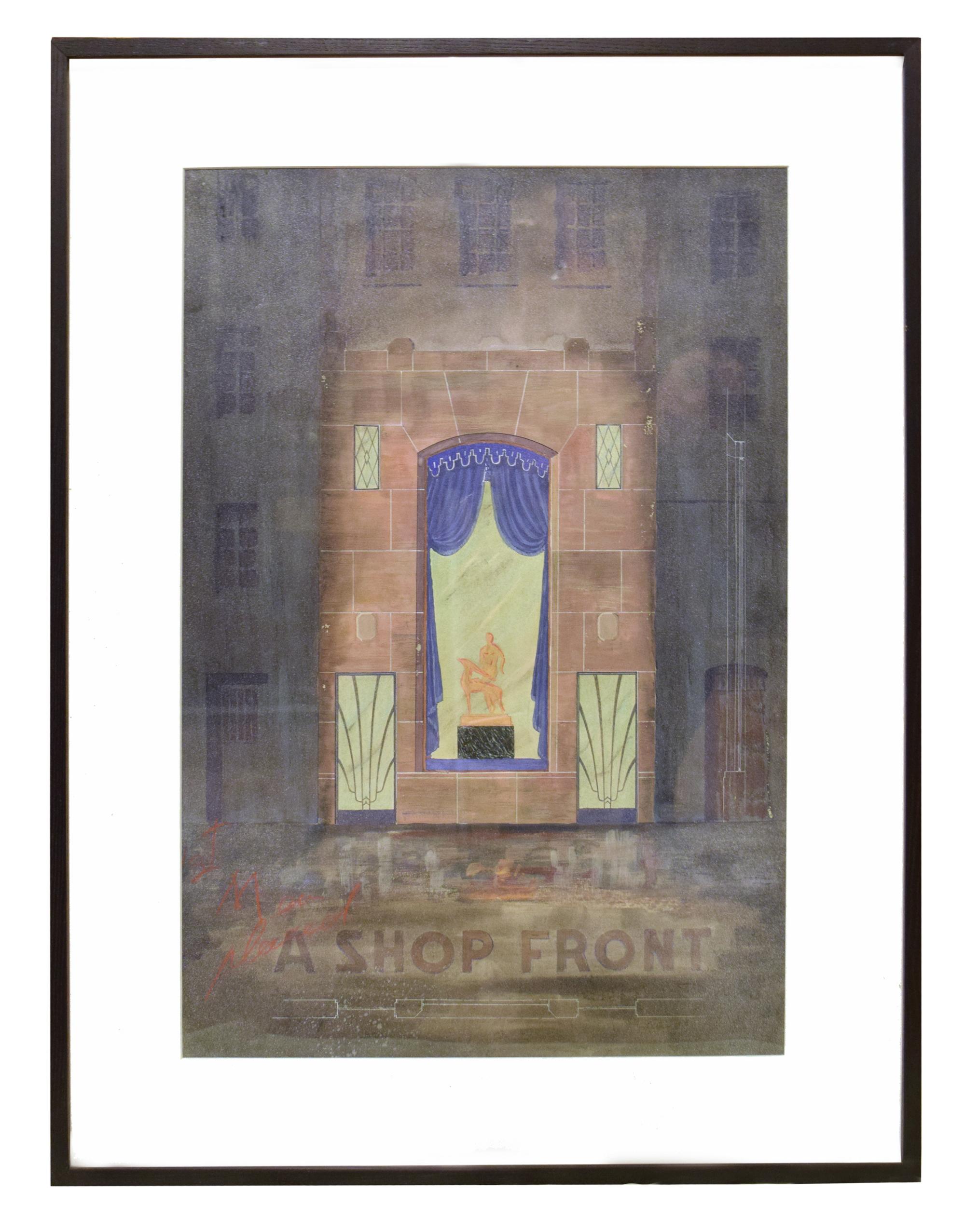 Two Framed Architectural Presentation Renderings from the University of Illinois Architecture Department 26" W x 1.5" D x 34.5" H — United States, 20th Century
