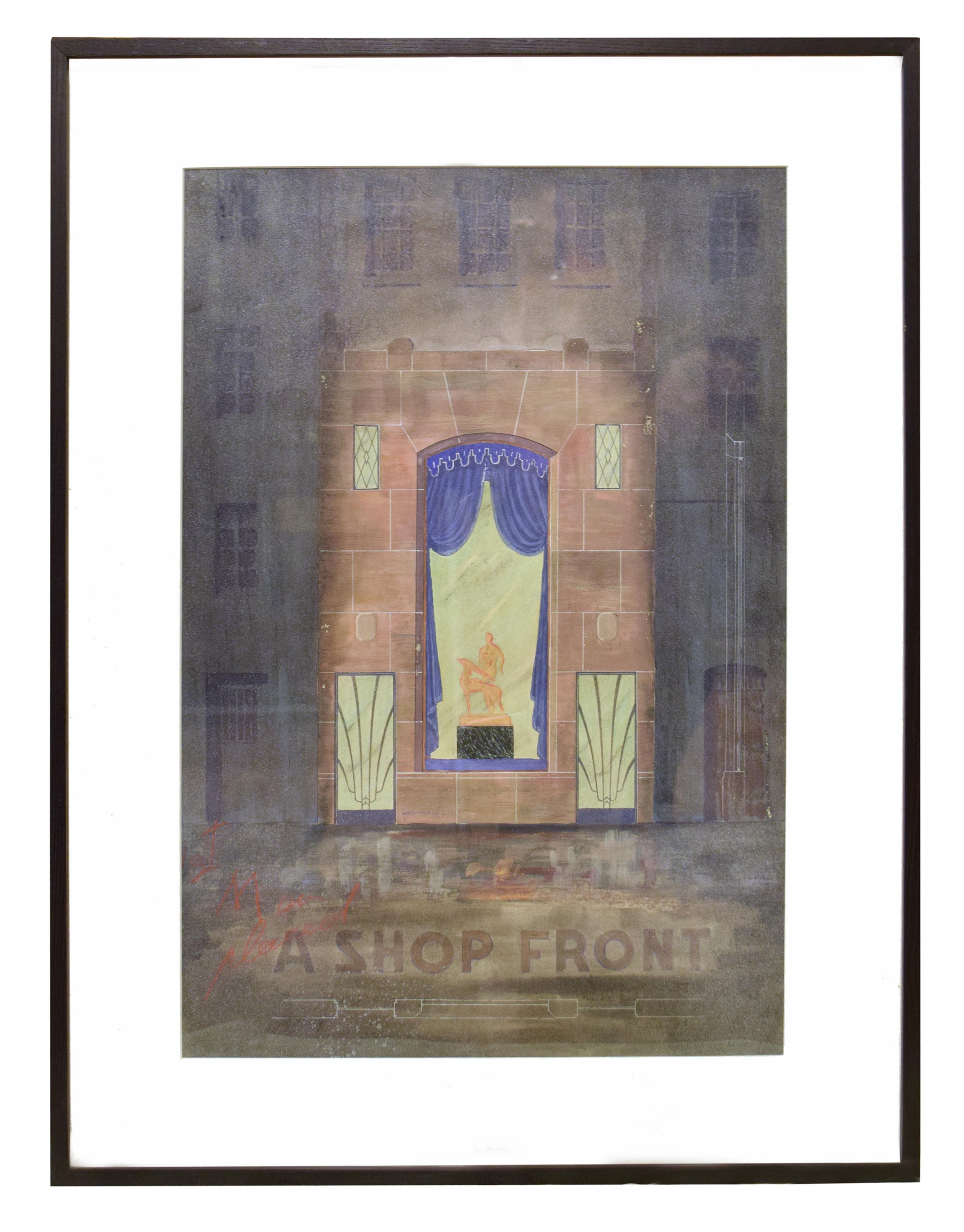 Two Framed Architectural Presentation Renderings from the University of Illinois Architecture Department 26" W x 1.5" D x 34.5" H — United States, 20th Century