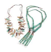 Pueblo Rolled Turquoise Necklace AND Zuni Fetish Necklace