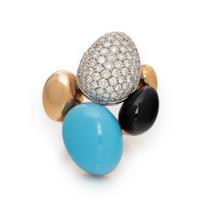 Roberto Coin, Turquoise, Onyx, and Diamond 'Ikebana' Ring