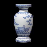 A Japanese Hirado 'Boys and Butterflies' Porcelain Vase, Meiji Period 日本明治時代 平戶燒青花松下童子圖賞瓶