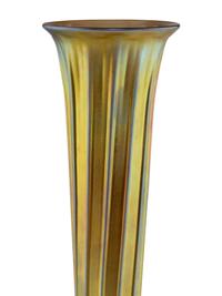 A Lundberg Studios Bronze Mounted Iridescent Glass Vase
