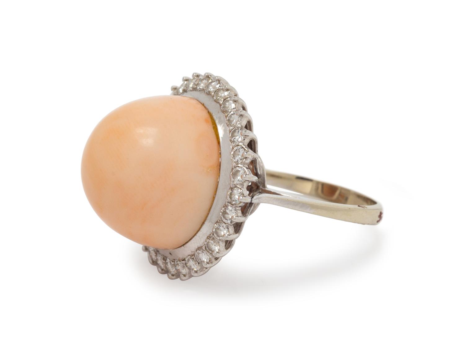 A Coral and Diamond Ring,