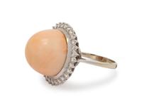 A Coral and Diamond Ring,