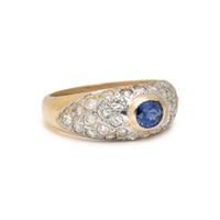 YELLOW GOLD, SAPPHIRE AND DIAMOND RING