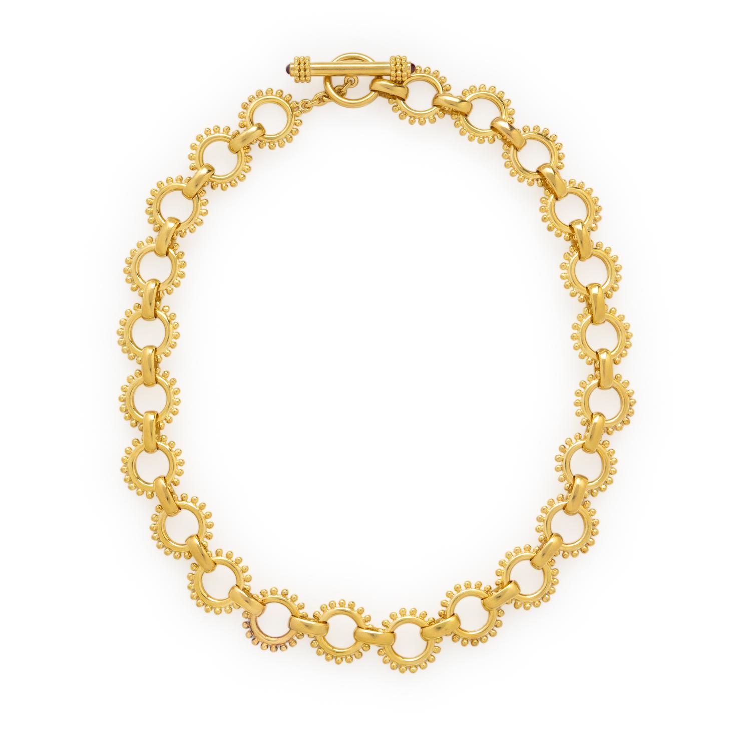 Elizabeth Locke, Yellow Gold and Ruby Chain Necklace