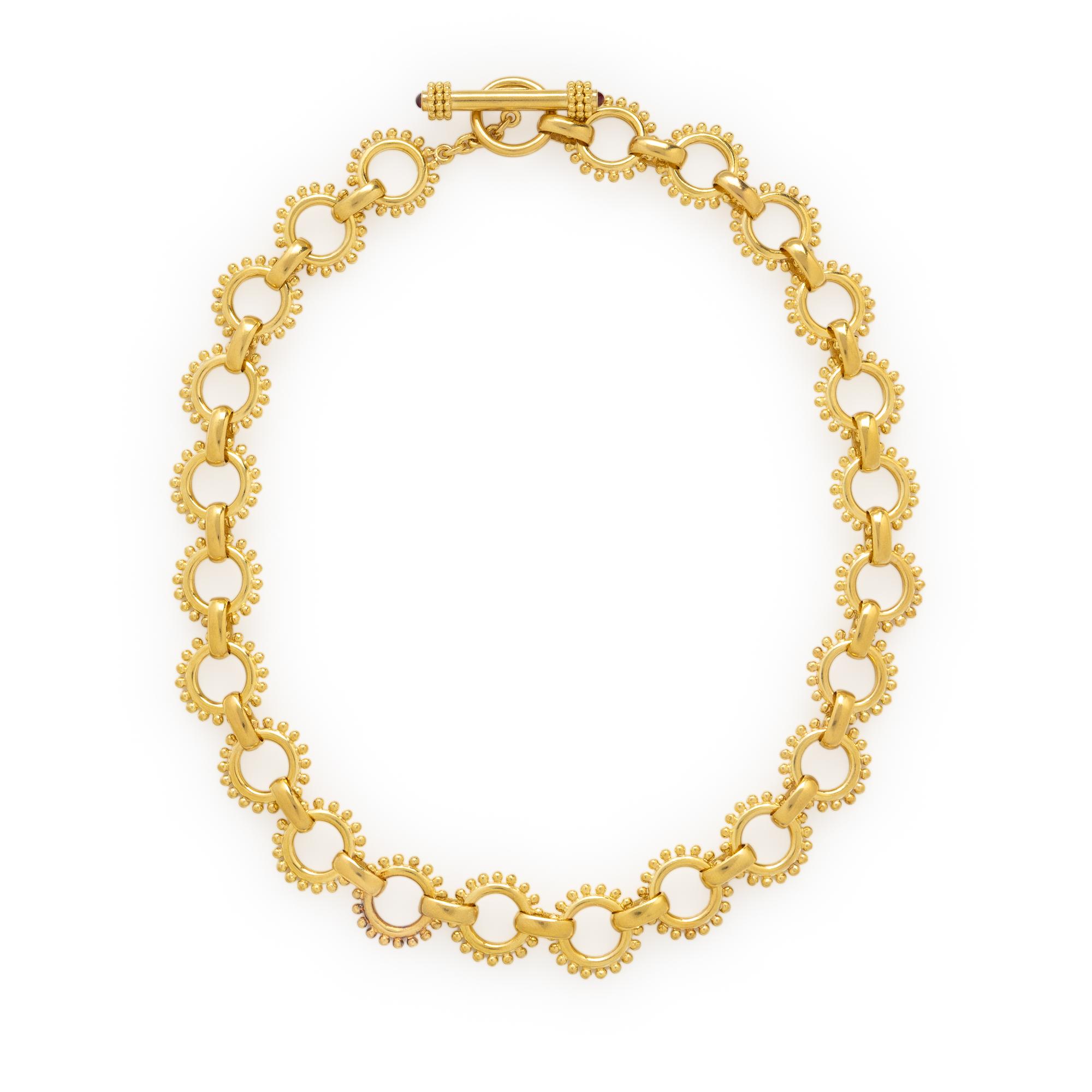 Elizabeth Locke, Yellow Gold and Ruby Chain Necklace