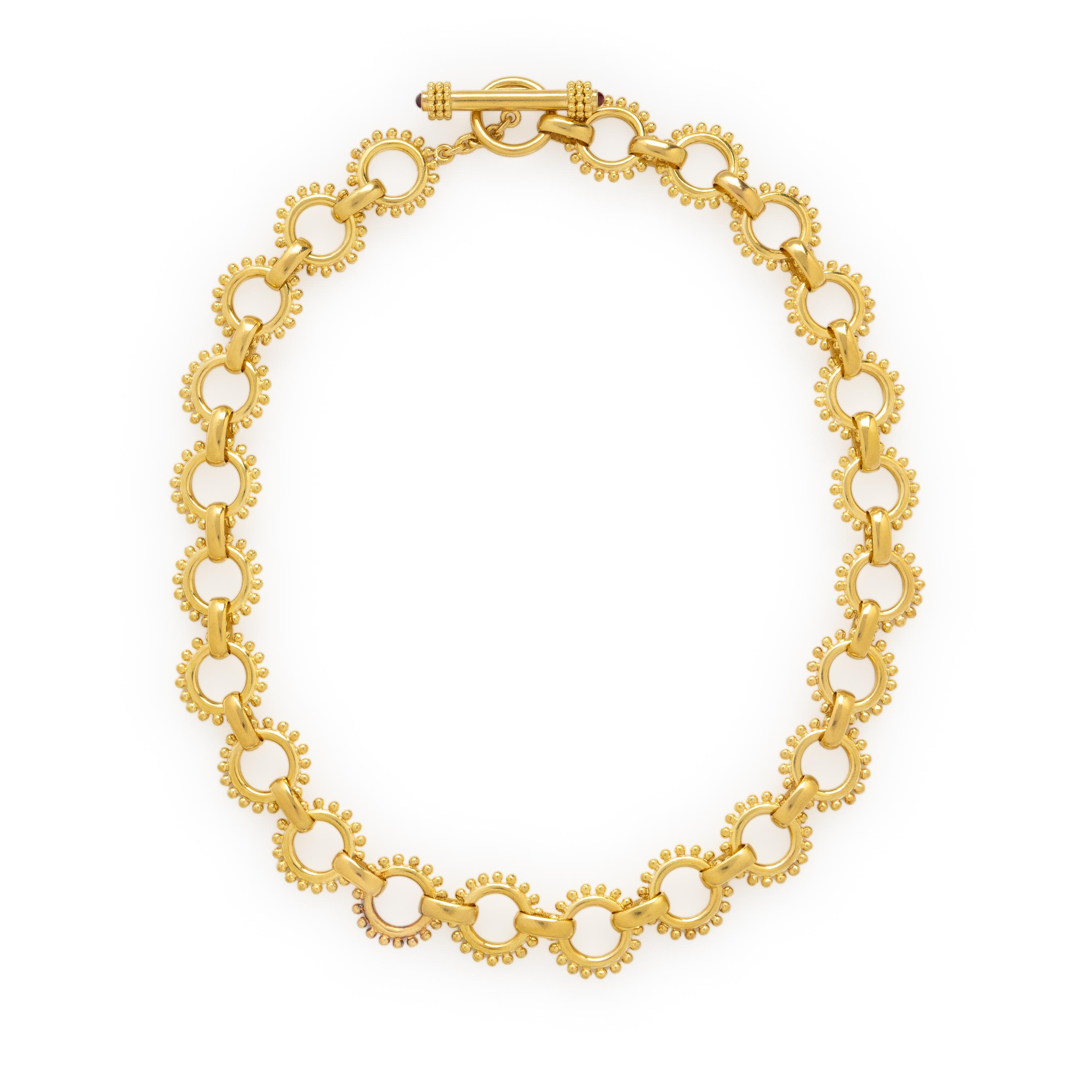 Elizabeth Locke, Yellow Gold and Ruby Chain Necklace