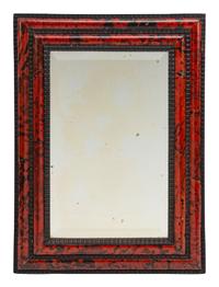 A Flemish Baroque Style Faux Tortoise and Ebonized Wood Mirror