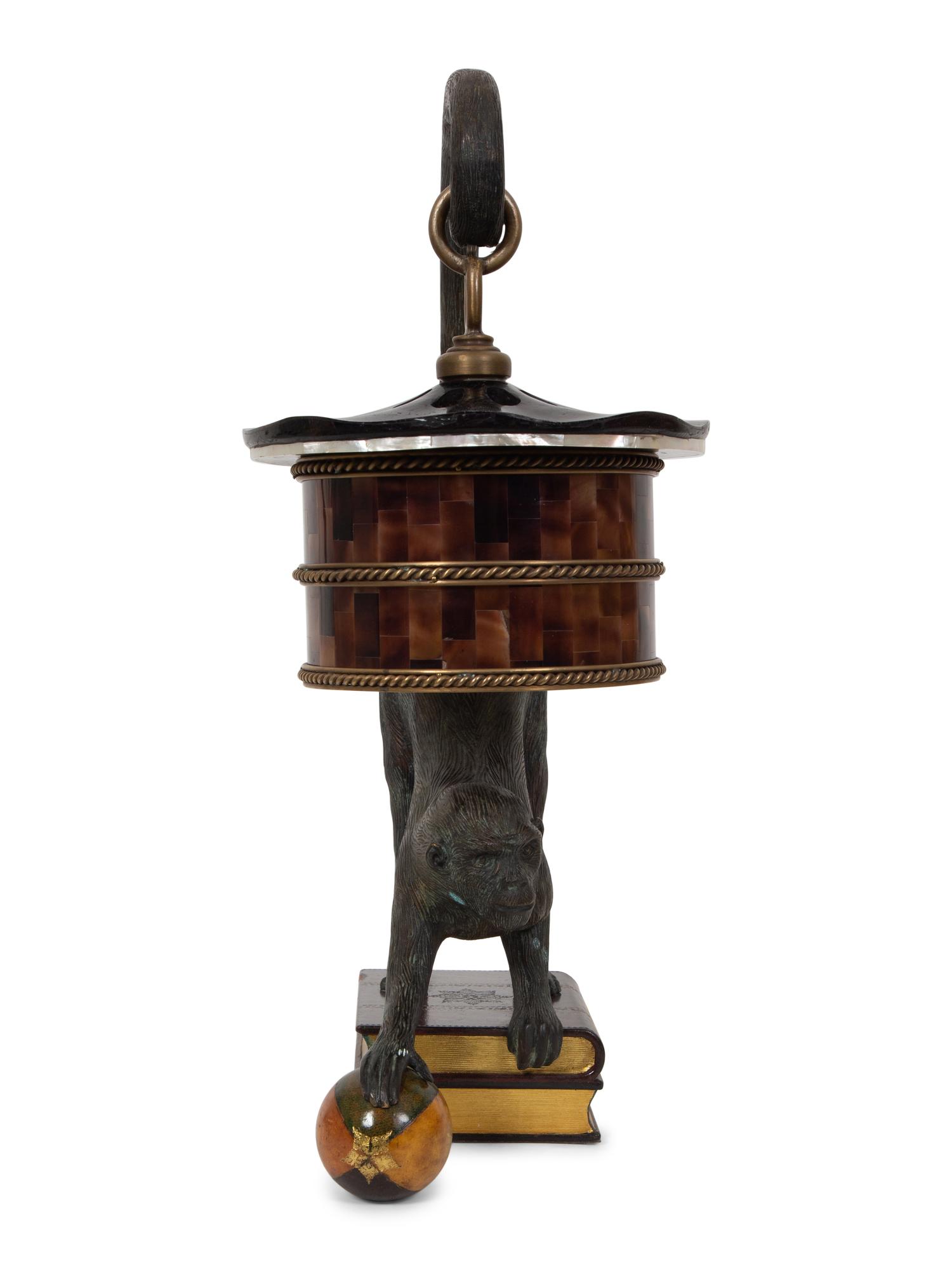 A Maitland-Smith Bronze Monkey Lamp