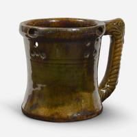 George Ohr (American, 1857-1918) Puzzle Mug and Mold, USA, circa 1898-1910