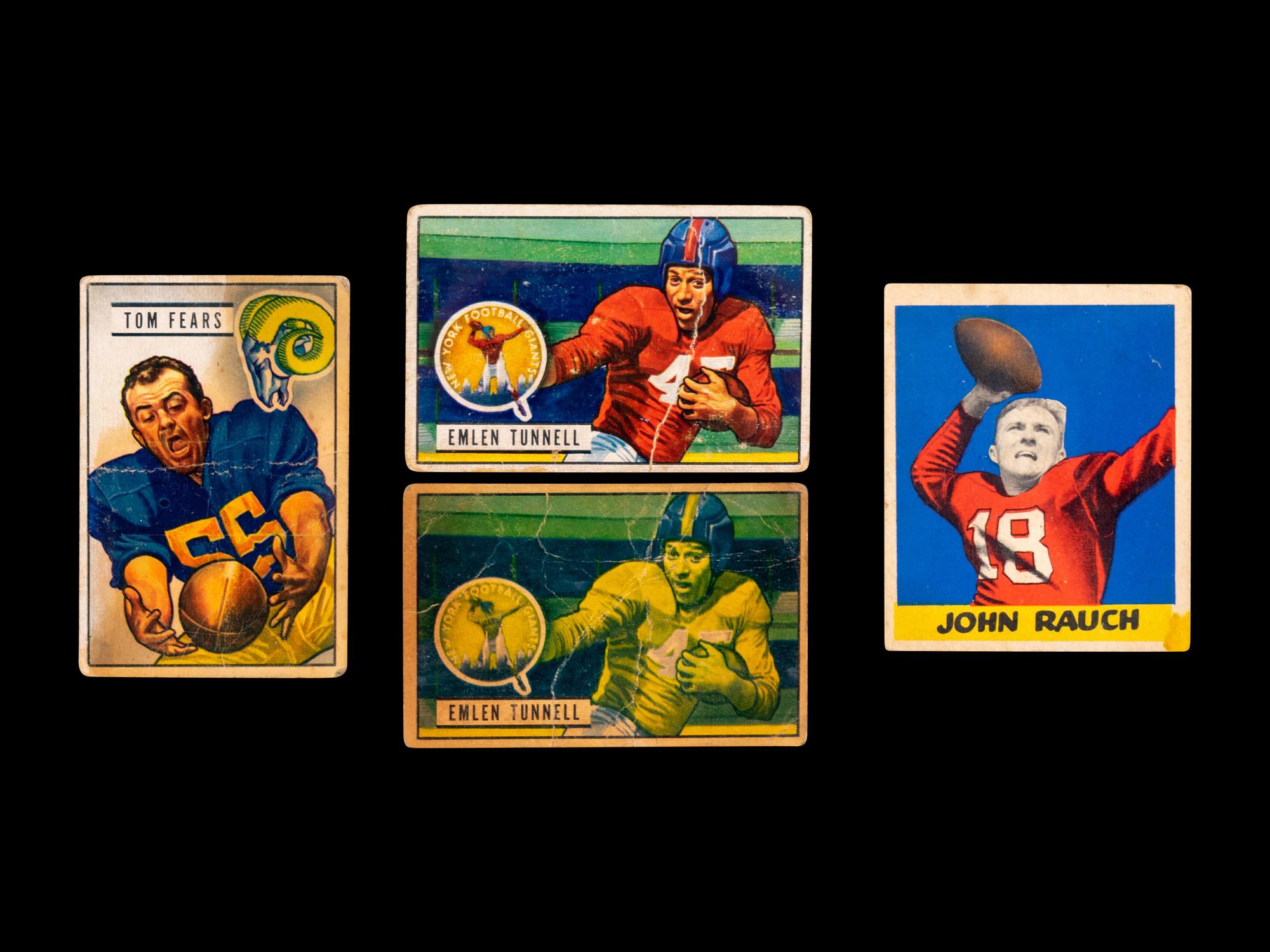 A Group of 31 Bowman and Leaf Post War Football Cards (Including Sid Luckman, Bob Waterfield and Clyde Bulldog Turner),
