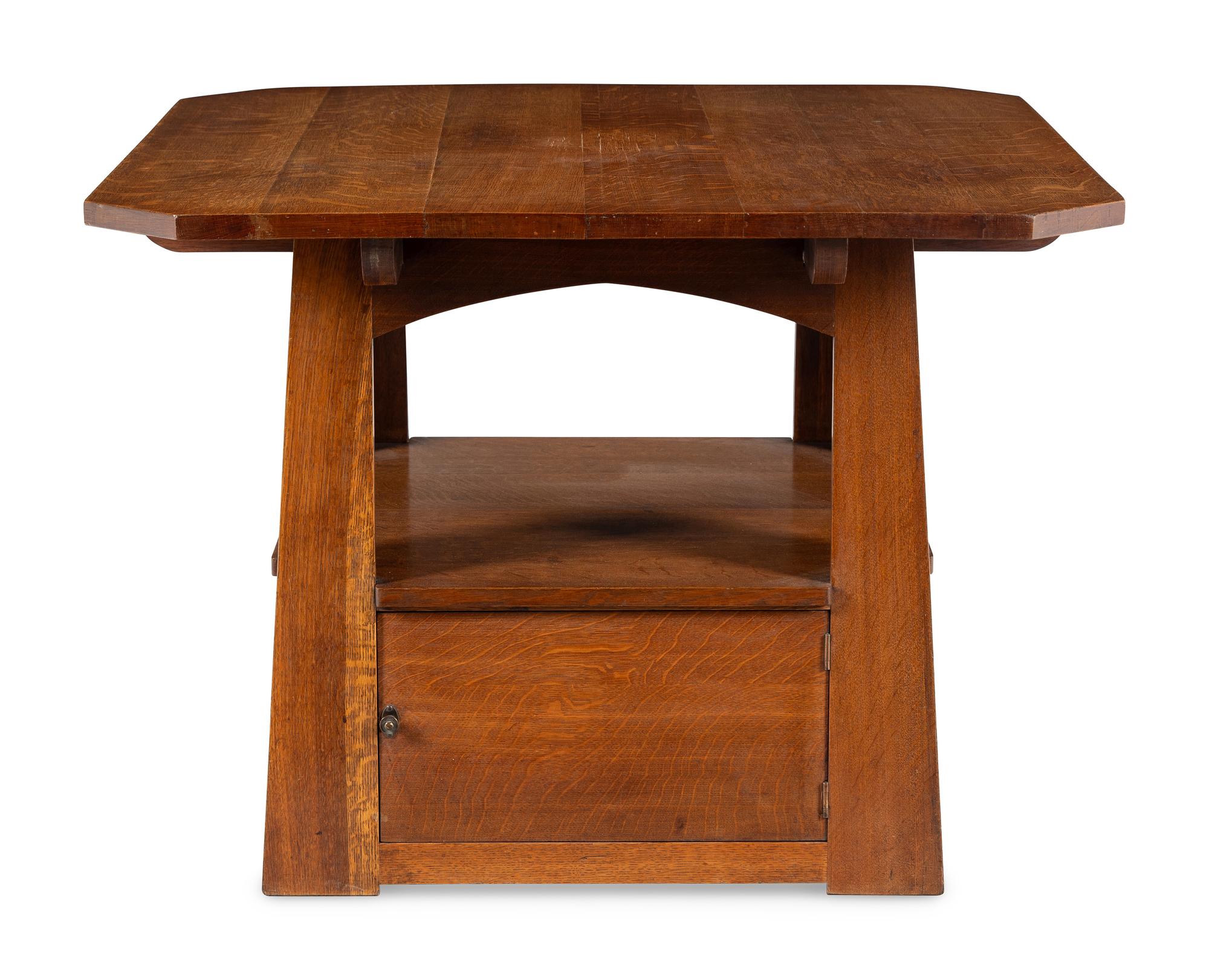 An Arts and Crafts Oak Cabinet Table