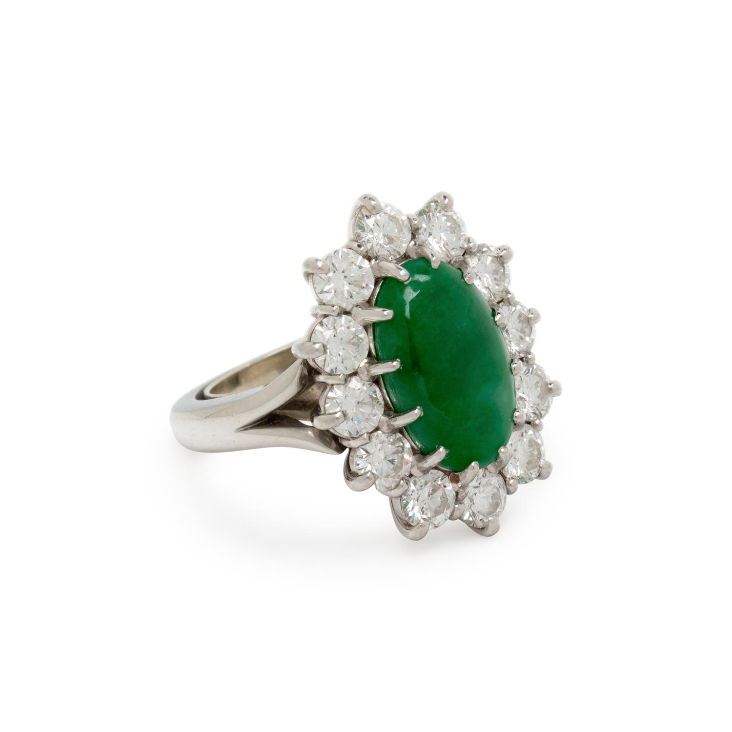 JADEITE AND DIAMOND RING