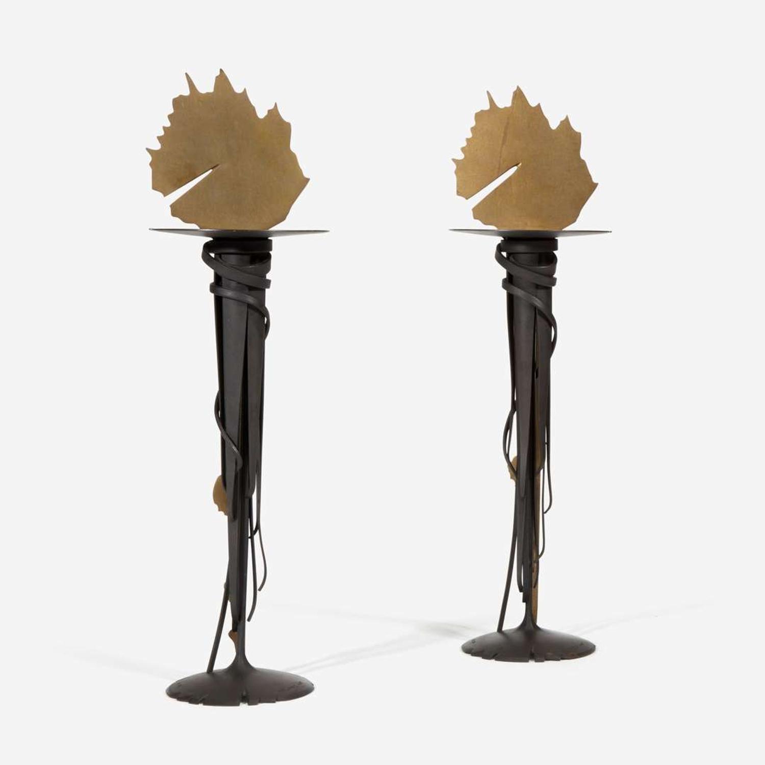 Albert Paley (American, b. 1944) Pair of "Sunrise" Candleholders, Designed for the American Ballet Theater, 1993