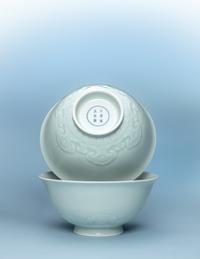 A Pair of Rare and Large Chinese Celadon Glazed Bowls