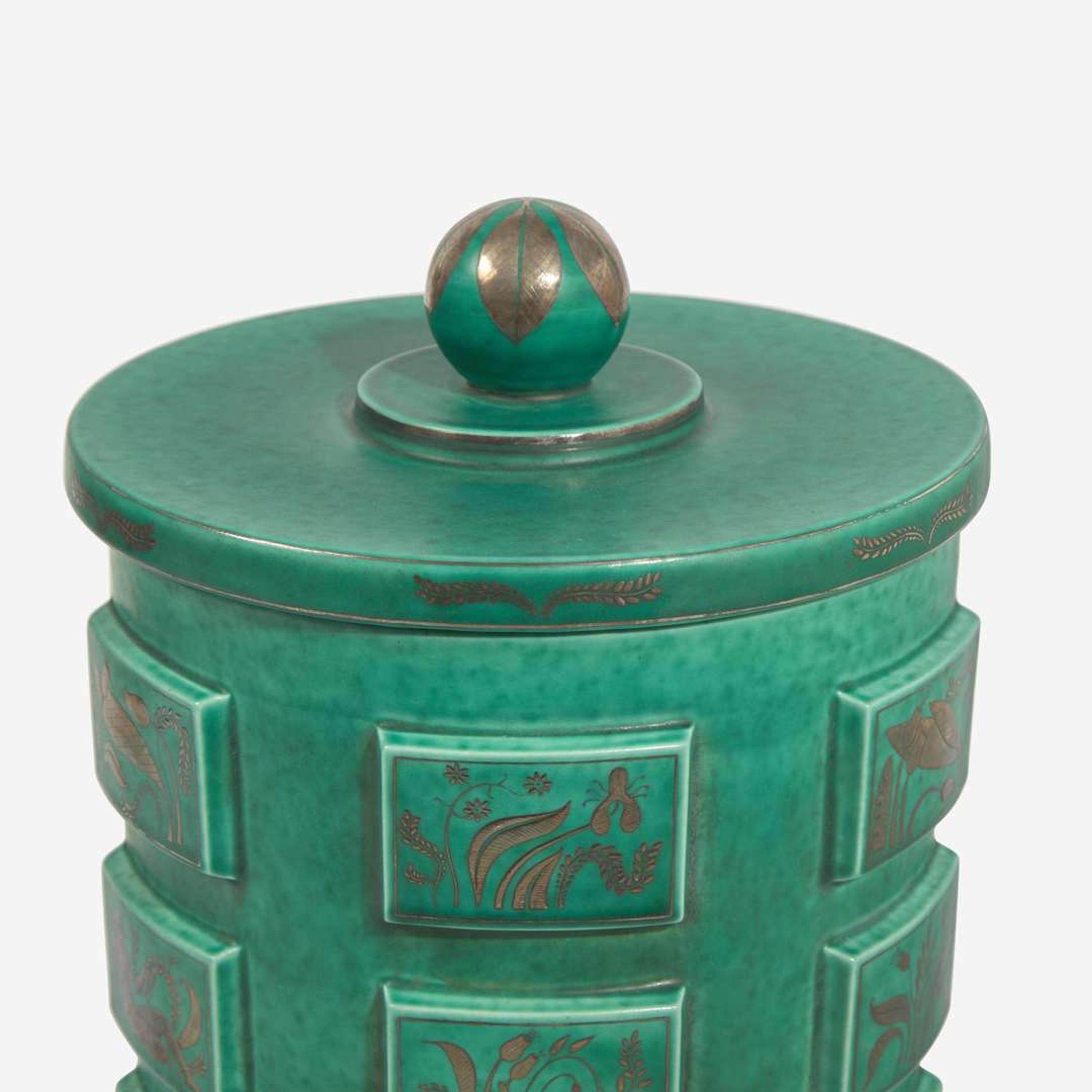 Wilhelm Kåge (Swedish, 1889-1960) Fine Large Lidded Argenta Vessel, Gustavsberg, Sweden, 1930s