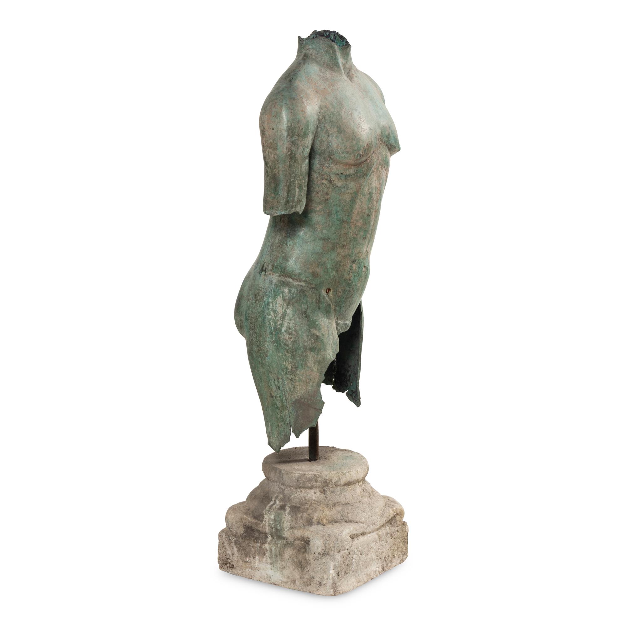 A Bronze Torso on Stone Plinth