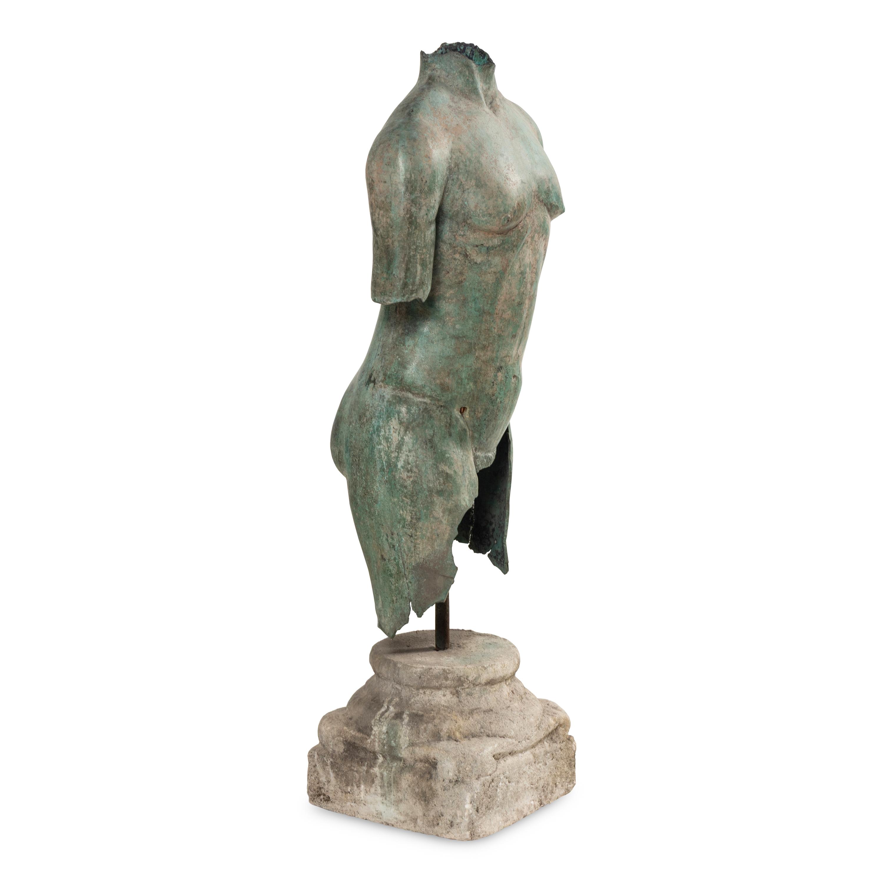 A Bronze Torso on Stone Plinth