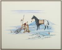 untitled, hunter with horse