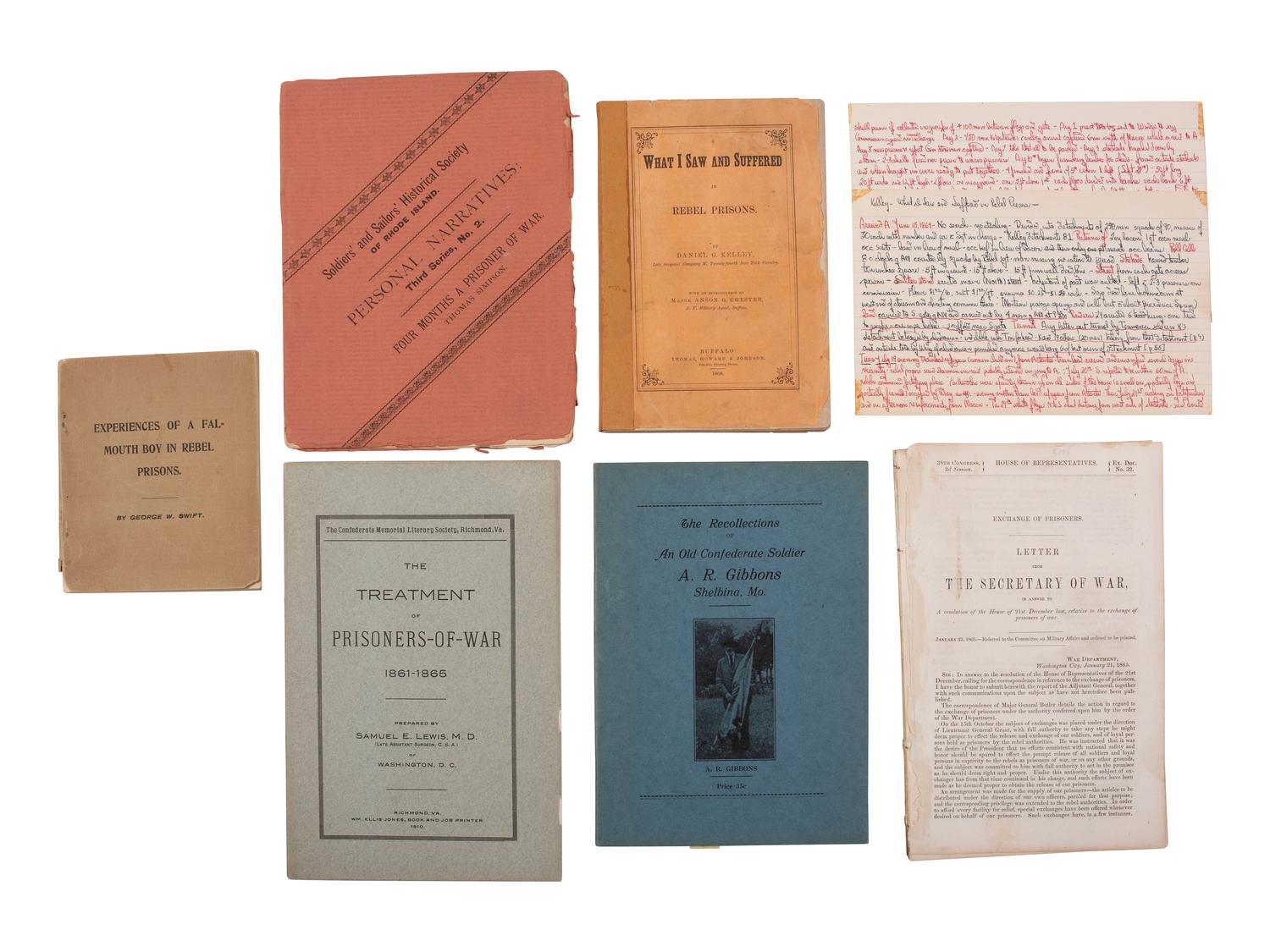 [CIVIL WAR]. Large group of imprints and research related to Union and Confederate POWs.