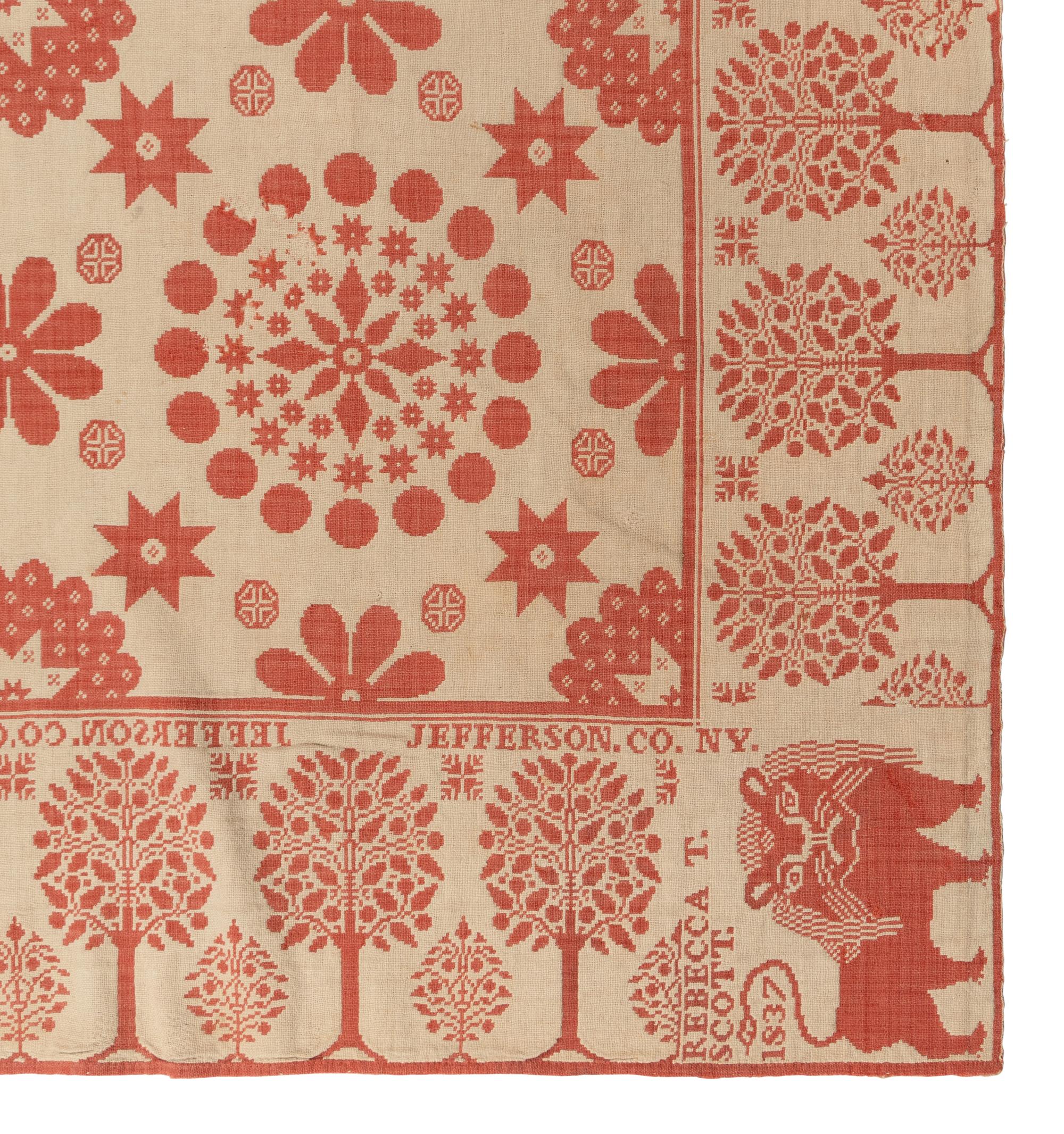 Three Cotton and Wool Jacquard Coverlets
