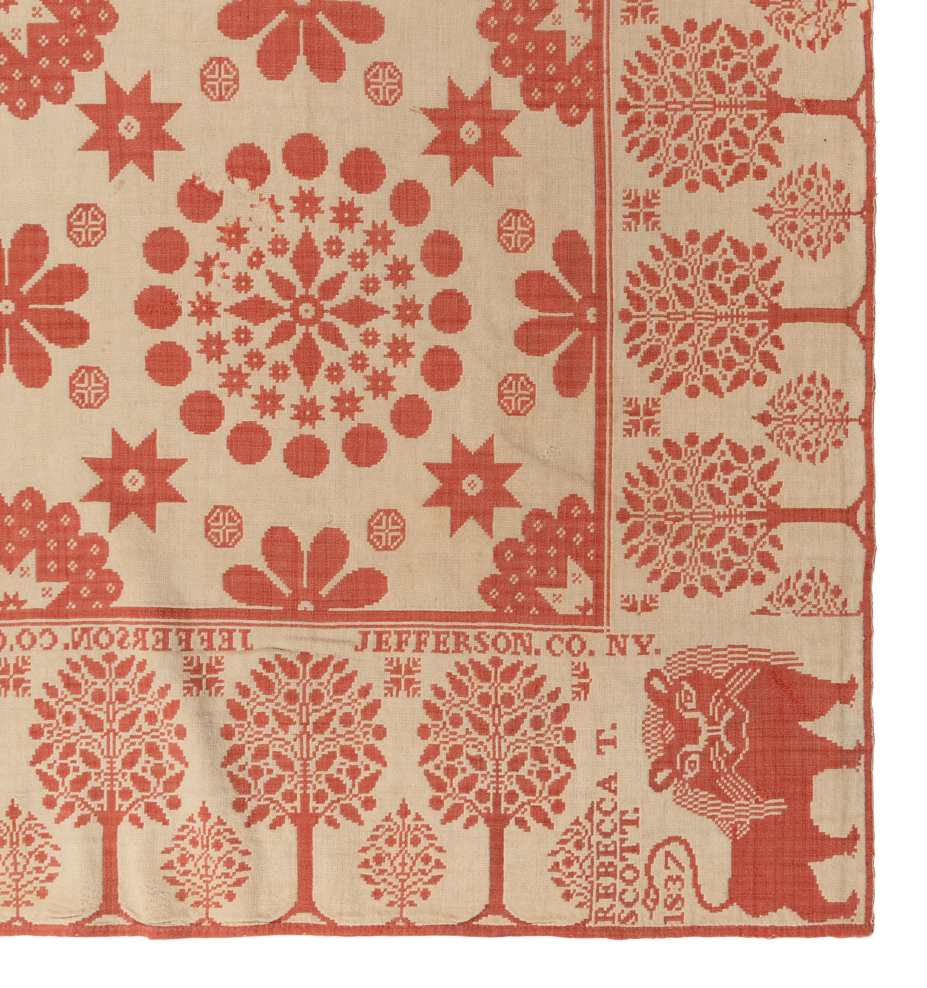 Three Cotton and Wool Jacquard Coverlets