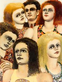 Lester Johnson, (American, 1919-2010), City Group, 1977